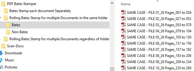 13 VDOCS Bates Stamping Results Same Case multiple Files